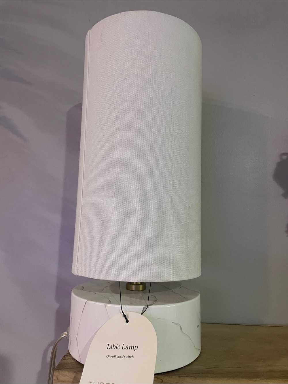 Threshold White Marbled Base Table Lamp